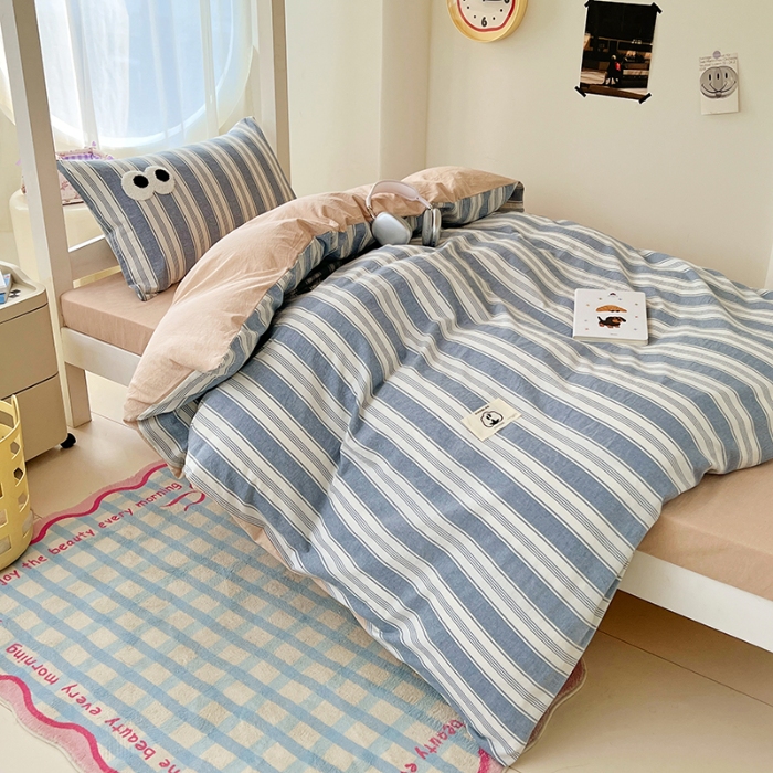 91家纺网 家纺一手货源 找家纺 （总）2025新款眼睛毛巾绣色织全棉100％棉学生三件套宿舍上下铺六件套大礼包组合套装