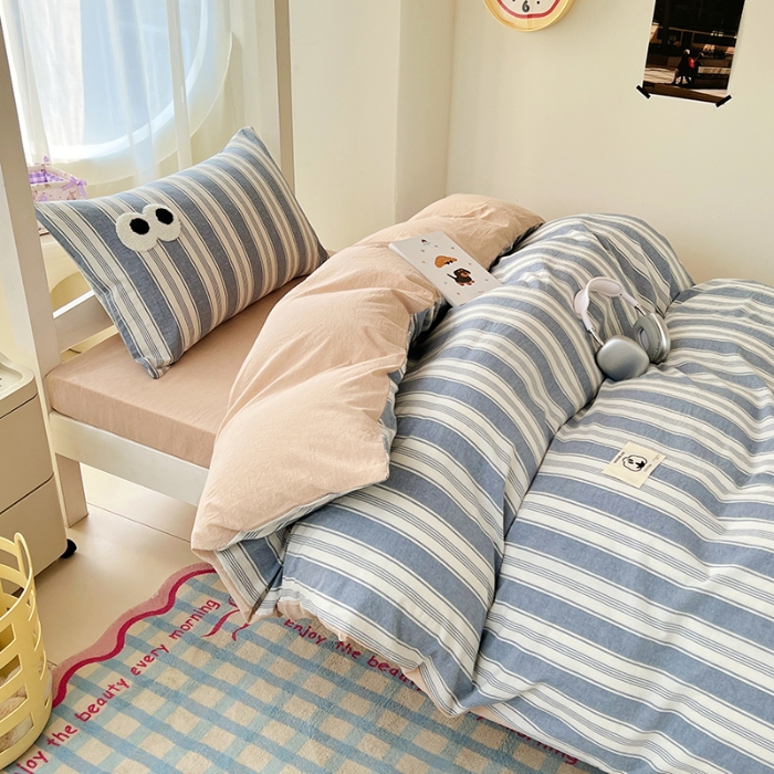 91家纺网 家纺一手货源 找家纺 （总）2025新款眼睛毛巾绣色织全棉100％棉学生三件套宿舍上下铺六件套大礼包组合套装