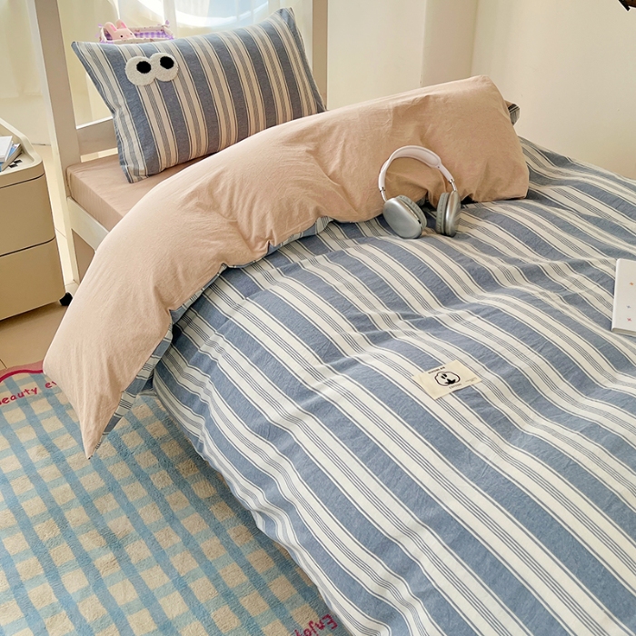 91家纺网 家纺一手货源 找家纺 （总）2025新款眼睛毛巾绣色织全棉100％棉学生三件套宿舍上下铺六件套大礼包组合套装