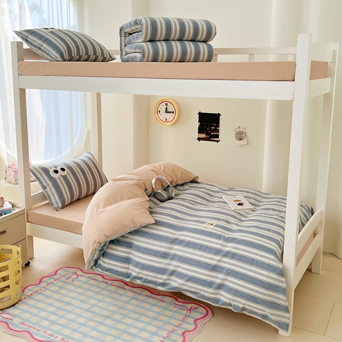 91家纺网 家纺一手货源 找家纺 （总）2025新款眼睛毛巾绣色织全棉100％棉学生三件套宿舍上下铺六件套大礼包组合套装