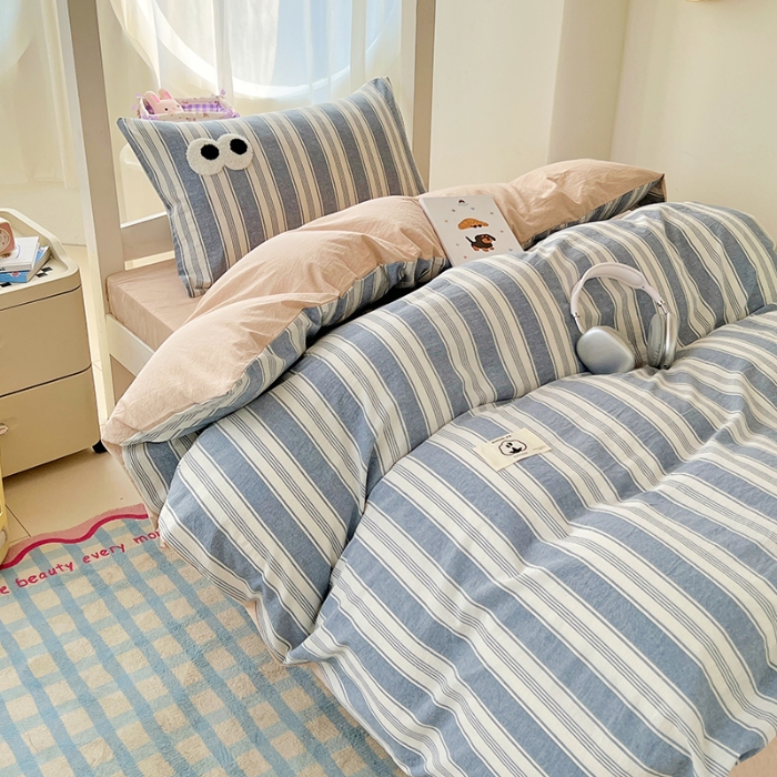 91家纺网 家纺一手货源 找家纺 （总）2025新款眼睛毛巾绣色织全棉100％棉学生三件套宿舍上下铺六件套大礼包组合套装