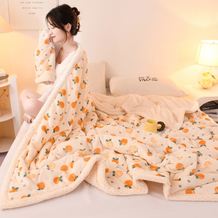 91家纺网 家纺一手货源 找家纺 电商爆款·三层夹棉牛奶绒印花毛毯卡通秋冬午睡毯多功能盖毯可机洗毯子