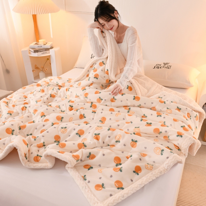 91家纺网 家纺一手货源 找家纺 电商爆款·三层夹棉牛奶绒印花毛毯卡通秋冬午睡毯多功能盖毯可机洗毯子