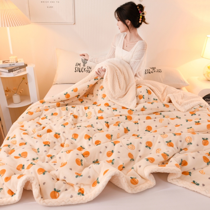 91家纺网 家纺一手货源 找家纺 电商爆款·三层夹棉牛奶绒印花毛毯卡通秋冬午睡毯多功能盖毯可机洗毯子