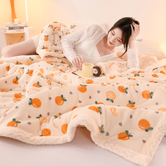 91家纺网 家纺一手货源 找家纺 电商爆款·三层夹棉牛奶绒印花毛毯卡通秋冬午睡毯多功能盖毯可机洗毯子