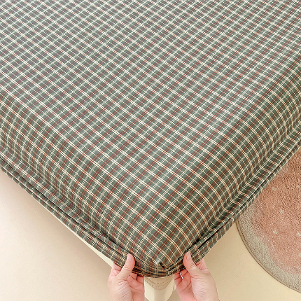 91家纺网 家纺一手货源 找家纺 （总）梦舒羽 2025新款双层纱格子花边床笠防滑蕾丝床罩床垫保护套榻榻米宿舍三件套