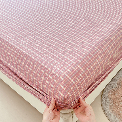 91家纺网 家纺一手货源 找家纺 （总）梦舒羽 2025新款双层纱格子花边床笠防滑蕾丝床罩床垫保护套榻榻米宿舍三件套