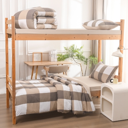 91家纺网 家纺一手货源 找家纺 （总）2025新款无印风水洗棉学生三件套宿舍上下铺大学生寝室六件套组合套装非全棉床品套件