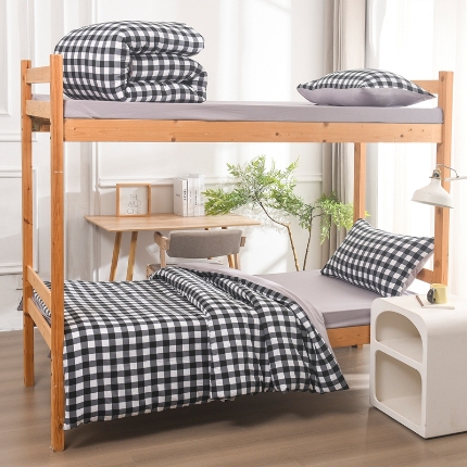 91家纺网 家纺一手货源 找家纺 （总）2025新款无印风水洗棉学生三件套宿舍上下铺大学生寝室六件套组合套装非全棉床品套件