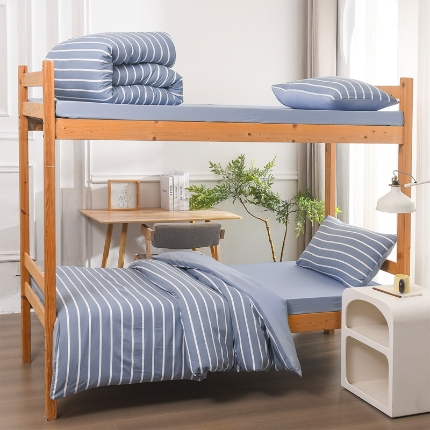 91家纺网 家纺一手货源 找家纺 （总）2025新款无印风水洗棉学生三件套宿舍上下铺大学生寝室六件套组合套装非全棉床品套件