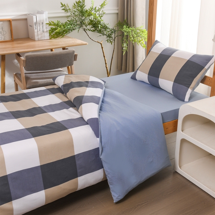 91家纺网 家纺一手货源 找家纺 （总）2025新款无印风水洗棉学生三件套宿舍上下铺大学生寝室六件套组合套装非全棉床品套件