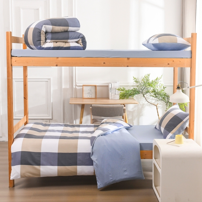 91家纺网 家纺一手货源 找家纺 （总）2025新款无印风水洗棉学生三件套宿舍上下铺大学生寝室六件套组合套装非全棉床品套件