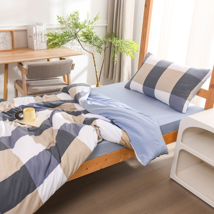 91家纺网 家纺一手货源 找家纺 （总）2025新款无印风水洗棉学生三件套宿舍上下铺大学生寝室六件套组合套装非全棉床品套件