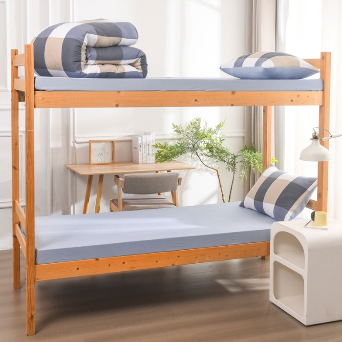 91家纺网 家纺一手货源 找家纺 （总）2025新款无印风水洗棉学生三件套宿舍上下铺大学生寝室六件套组合套装非全棉床品套件