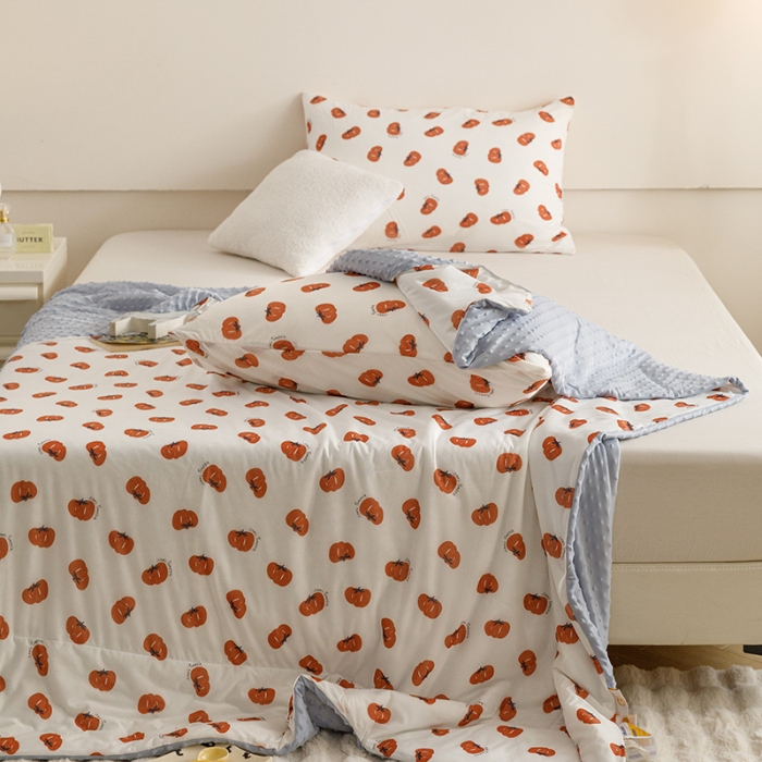 91家纺网 家纺一手货源 找家纺 （总）特价清仓2025A类高克重有氨印花凉感冰豆豆夏被直播爆款儿童学生夏凉被空调被 