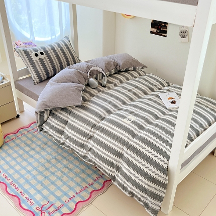 91家纺网 家纺一手货源 找家纺 （总）2025新款大眼睛毛巾绣色织全棉水洗棉大学生三件套寝室上下铺六件套组合套装