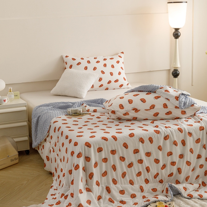 91家纺网 家纺一手货源 找家纺 （总）特价清仓2025A类高克重有氨印花凉感冰豆豆夏被直播爆款儿童学生夏凉被空调被 