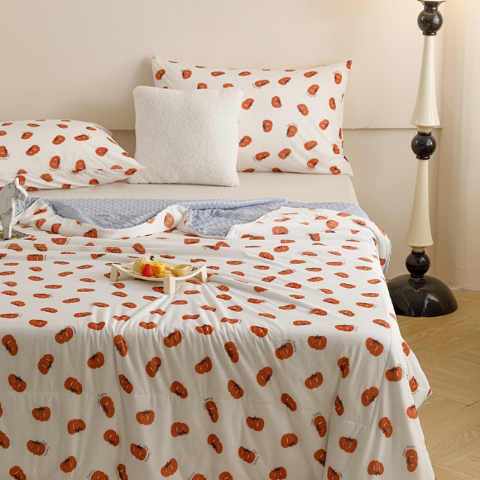 91家纺网 家纺一手货源 找家纺 （总）特价清仓2025A类高克重有氨印花凉感冰豆豆夏被直播爆款儿童学生夏凉被空调被 