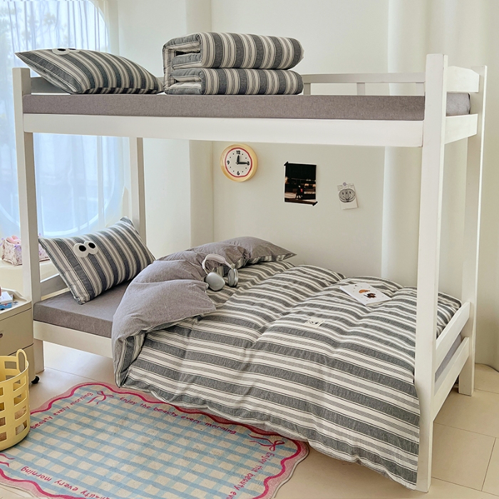 91家纺网 家纺一手货源 找家纺 （总）2025新款大眼睛毛巾绣色织全棉水洗棉大学生三件套寝室上下铺六件套组合套装