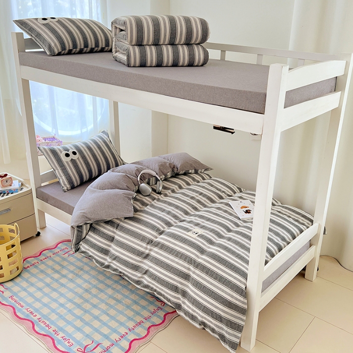 91家纺网 家纺一手货源 找家纺 （总）2025新款大眼睛毛巾绣色织全棉水洗棉大学生三件套寝室上下铺六件套组合套装