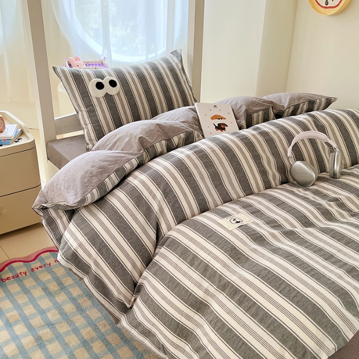 91家纺网 家纺一手货源 找家纺 （总）2025新款大眼睛毛巾绣色织全棉水洗棉大学生三件套寝室上下铺六件套组合套装