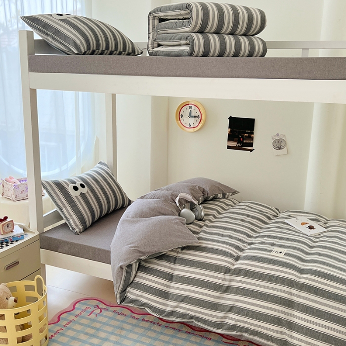 91家纺网 家纺一手货源 找家纺 （总）2025新款大眼睛毛巾绣色织全棉水洗棉大学生三件套寝室上下铺六件套组合套装