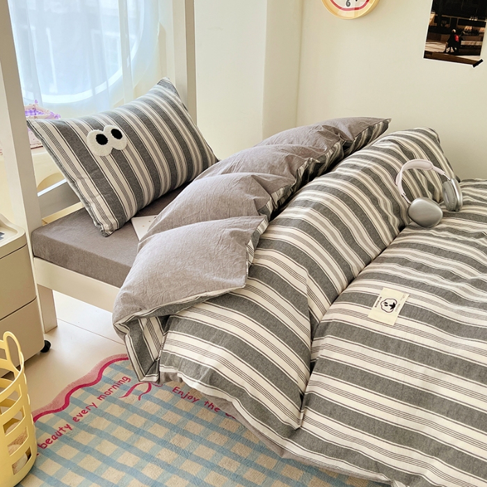 91家纺网 家纺一手货源 找家纺 （总）2025新款大眼睛毛巾绣色织全棉水洗棉大学生三件套寝室上下铺六件套组合套装