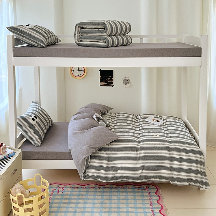 91家纺网 家纺一手货源 找家纺 （总）2025新款大眼睛毛巾绣色织全棉水洗棉大学生三件套寝室上下铺六件套组合套装