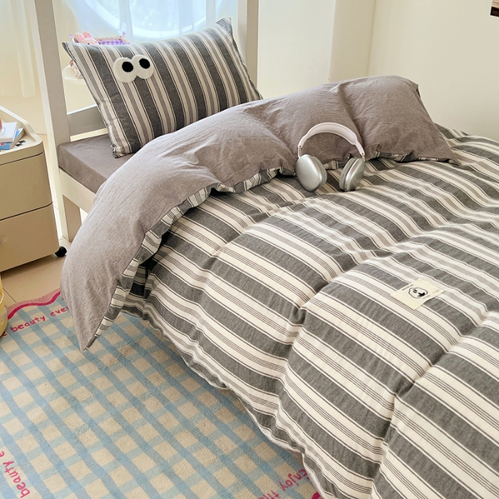 91家纺网 家纺一手货源 找家纺 （总）2025新款大眼睛毛巾绣色织全棉水洗棉大学生三件套寝室上下铺六件套组合套装