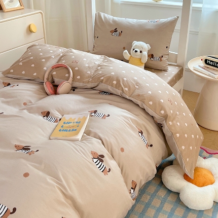 91家纺网 家纺一手货源 找家纺 （总）2025新款13070纯棉全棉100％棉学生三件套田园清新风宿舍六件套组合套装