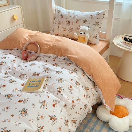 91家纺网 家纺一手货源 找家纺 （总）2025新款13070纯棉全棉100％棉学生三件套田园清新风宿舍六件套组合套装