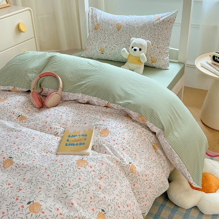 91家纺网 家纺一手货源 找家纺 （总）2025新款13070纯棉全棉100％棉学生三件套田园清新风宿舍六件套组合套装