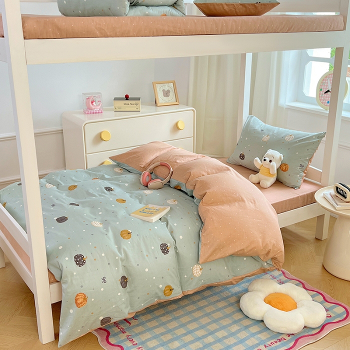 91家纺网 家纺一手货源 找家纺 （总）2025新款13070纯棉全棉100％棉学生三件套田园清新风宿舍六件套组合套装