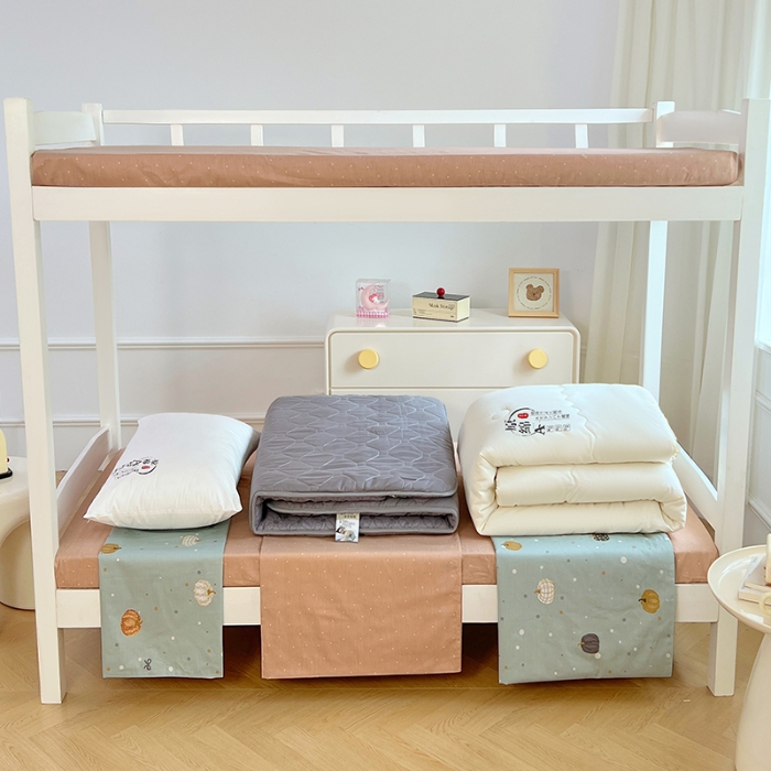 91家纺网 家纺一手货源 找家纺 （总）2025新款13070纯棉全棉100％棉学生三件套田园清新风宿舍六件套组合套装