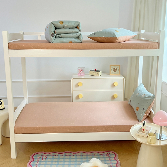 91家纺网 家纺一手货源 找家纺 （总）2025新款13070纯棉全棉100％棉学生三件套田园清新风宿舍六件套组合套装