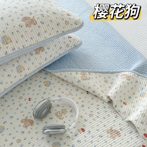 91家纺网 家纺一手货源 找家纺 （总）纯棉床盖三件套200*220 夹棉床盖榻榻米双人全棉床盖纯棉床单