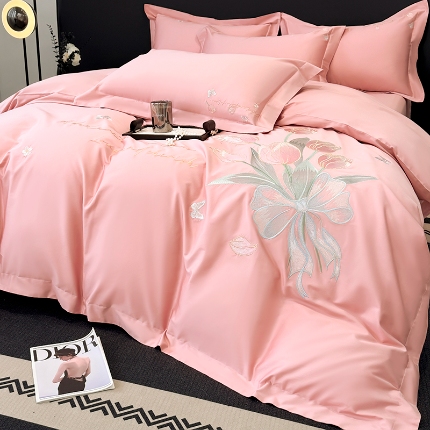 （总）2025新款刺绣亲肤棉轻奢四件套-郁金花束