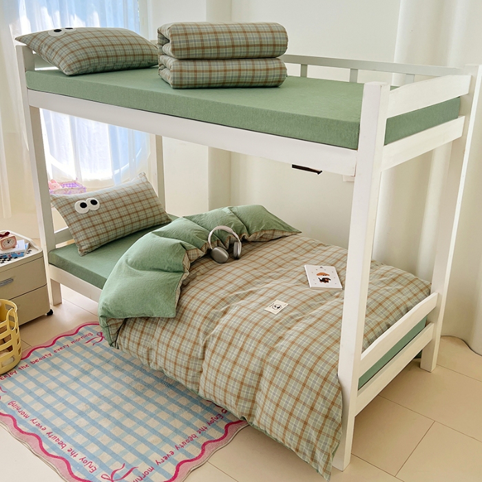 91家纺网 家纺一手货源 找家纺 （总）2025新款大眼睛毛巾绣多巴胺色织全棉水洗棉学生三件套宿舍四件套床单被套枕套床品套件