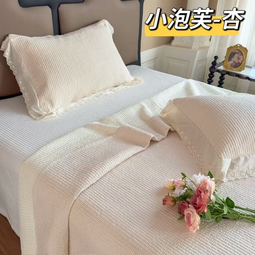 91家纺网 家纺一手货源 找家纺 （总）A类纯棉色织水洗棉床盖240*260CM全棉条纹三件套花边格子四季通用