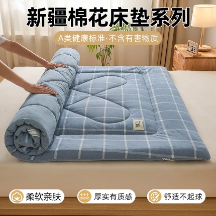 91家纺网 家纺一手货源 找家纺 爱屋及屋 2025新款水洗棉学生季大礼包学生宿舍六件套棉花被+棉花垫子+枕头+三件套一站式全套 简析蓝