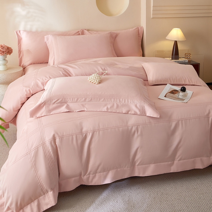 91家纺网 家纺一手货源 找家纺 金太阳80支婴肤全棉磨毛四件套 阳光粉色