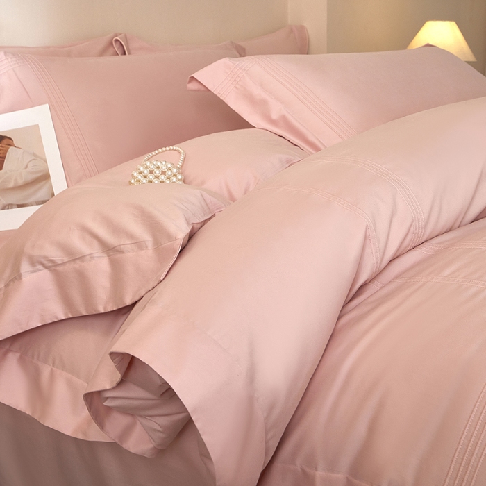 91家纺网 家纺一手货源 找家纺 金太阳80支婴肤全棉磨毛四件套 阳光粉色