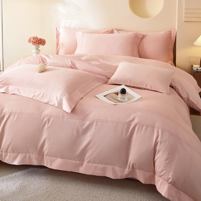 91家纺网 家纺一手货源 找家纺 金太阳80支婴肤全棉磨毛四件套 阳光粉色