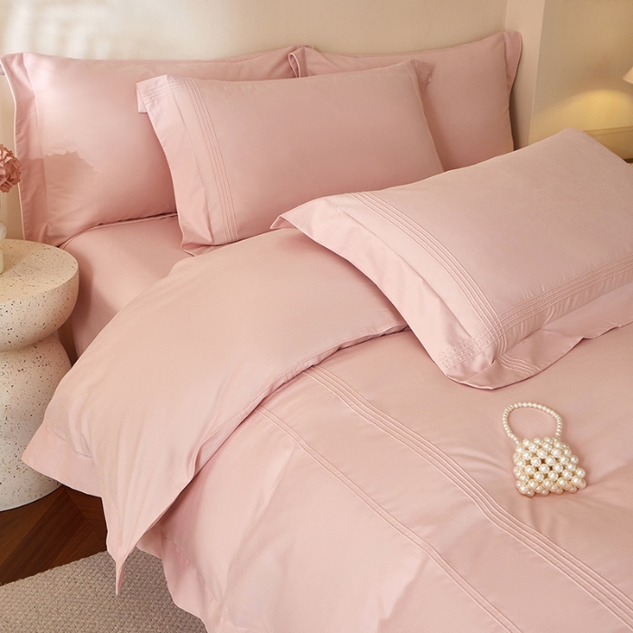 91家纺网 家纺一手货源 找家纺 金太阳80支婴肤全棉磨毛四件套 阳光粉色