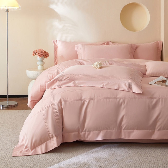 91家纺网 家纺一手货源 找家纺 金太阳80支婴肤全棉磨毛四件套 阳光粉色