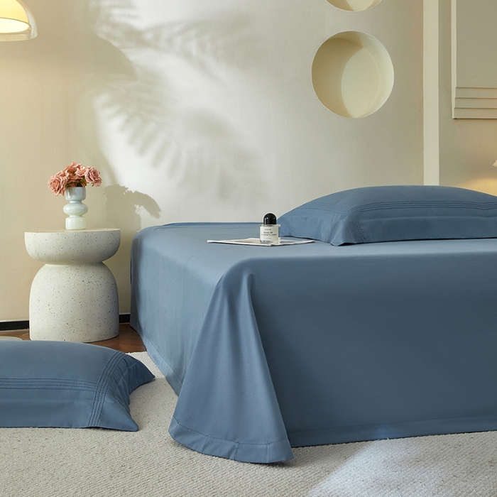 91家纺网 家纺一手货源 找家纺 金太阳80支婴肤全棉磨毛四件套 阳光蓝色