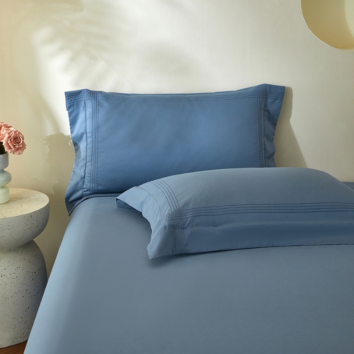 91家纺网 家纺一手货源 找家纺 金太阳80支婴肤全棉磨毛四件套 阳光蓝色