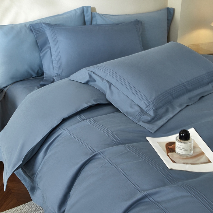 91家纺网 家纺一手货源 找家纺 金太阳80支婴肤全棉磨毛四件套 阳光蓝色