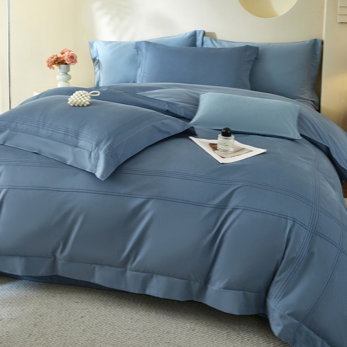 91家纺网 家纺一手货源 找家纺 金太阳80支婴肤全棉磨毛四件套 阳光蓝色