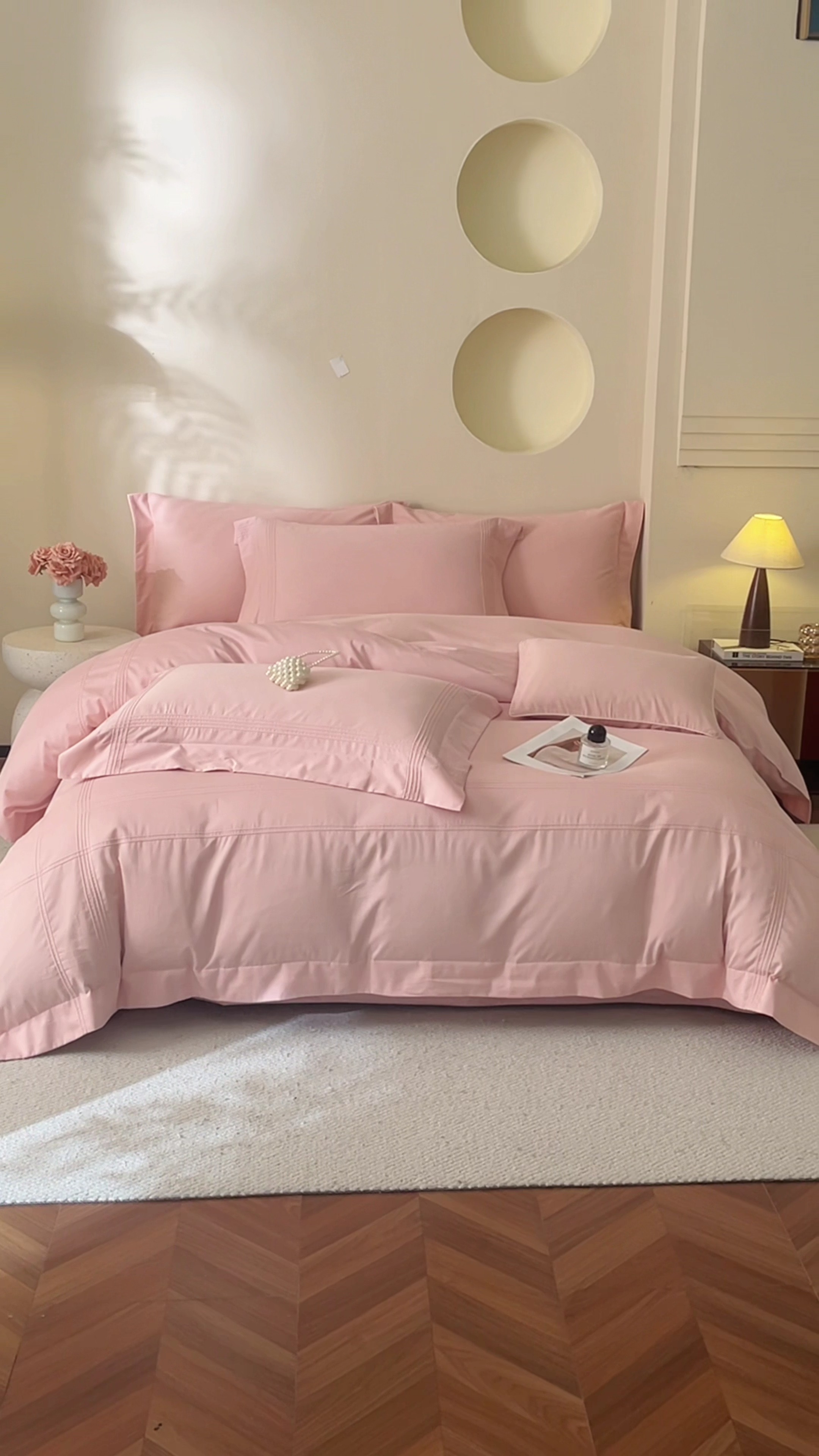 91家纺网 家纺一手货源 找家纺 金太阳80支婴肤全棉磨毛四件套 阳光粉色